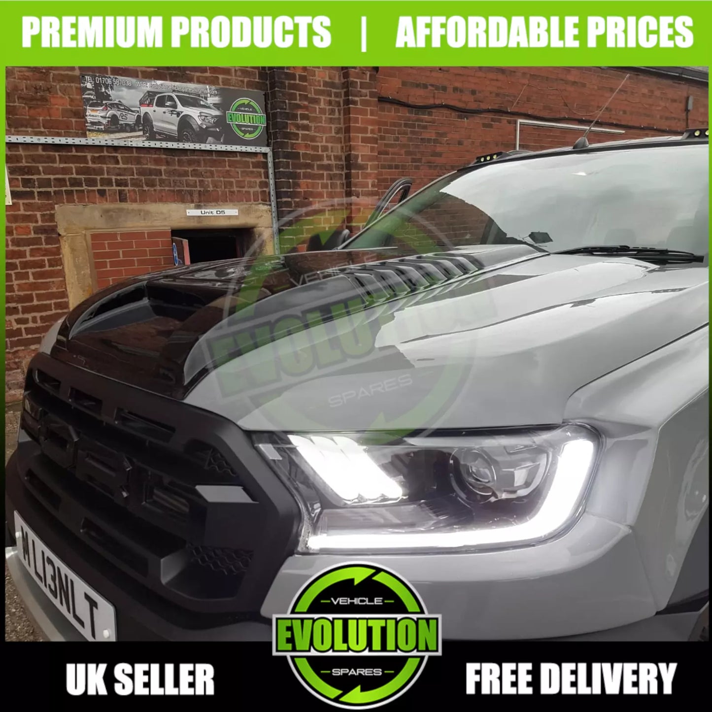 body kit to fit Ford Ranger T6 to T7 Raptor lights bumper wheel arches bonnet