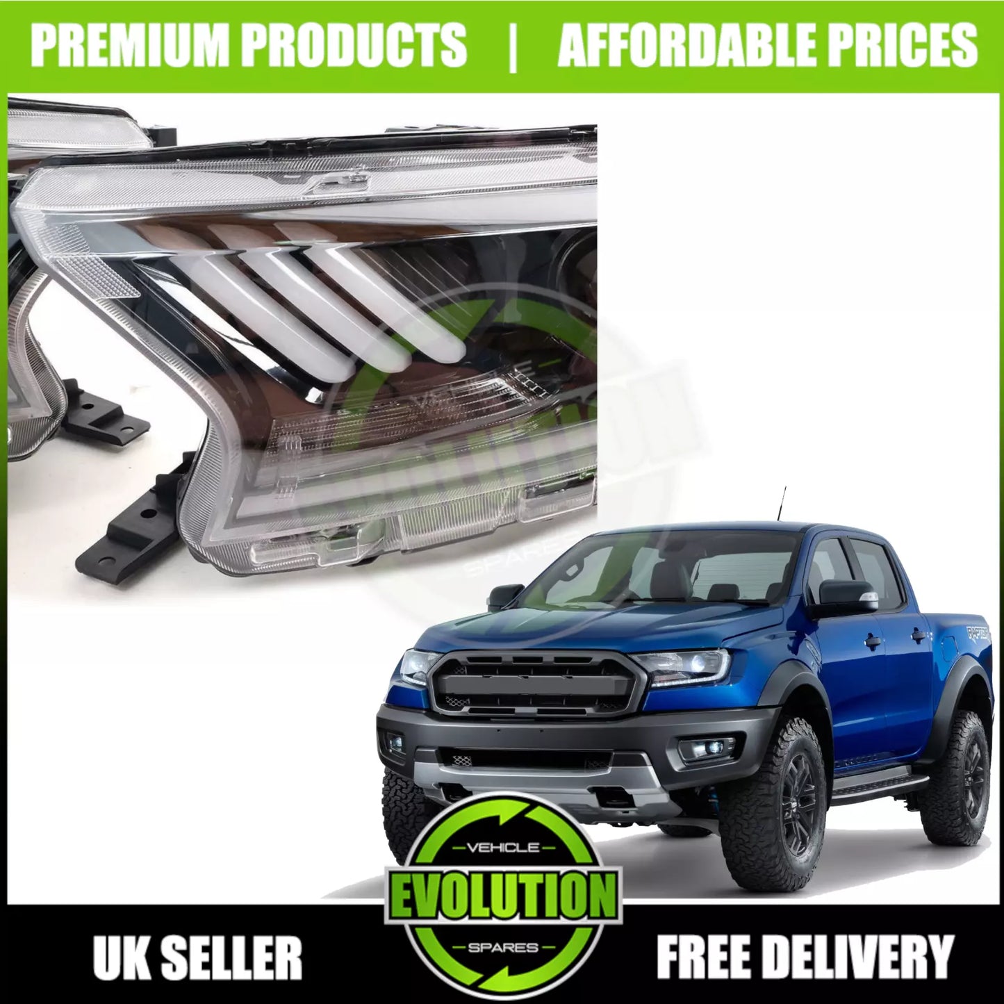 LED MUSTANG HEADLIGHTS SEQUENTIAL INDICATOR TO FIT FORD RANGER 2016-2022 T7 T8