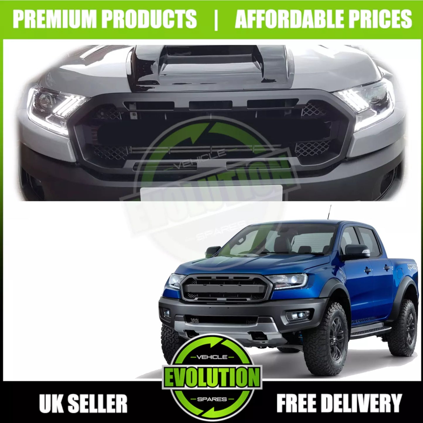 body kit to fit Ford Ranger T6 to T7 Raptor lights bumper wheel arches bonnet