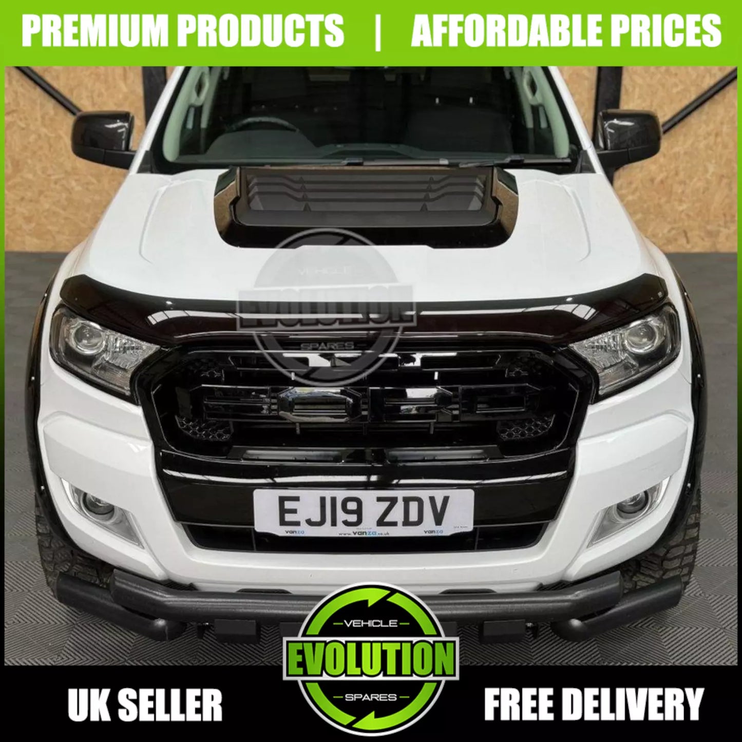 Bonnet Scoop Hood Vent Cover To Fit Ford Ranger 2015-2023 T7 T8 Matt black