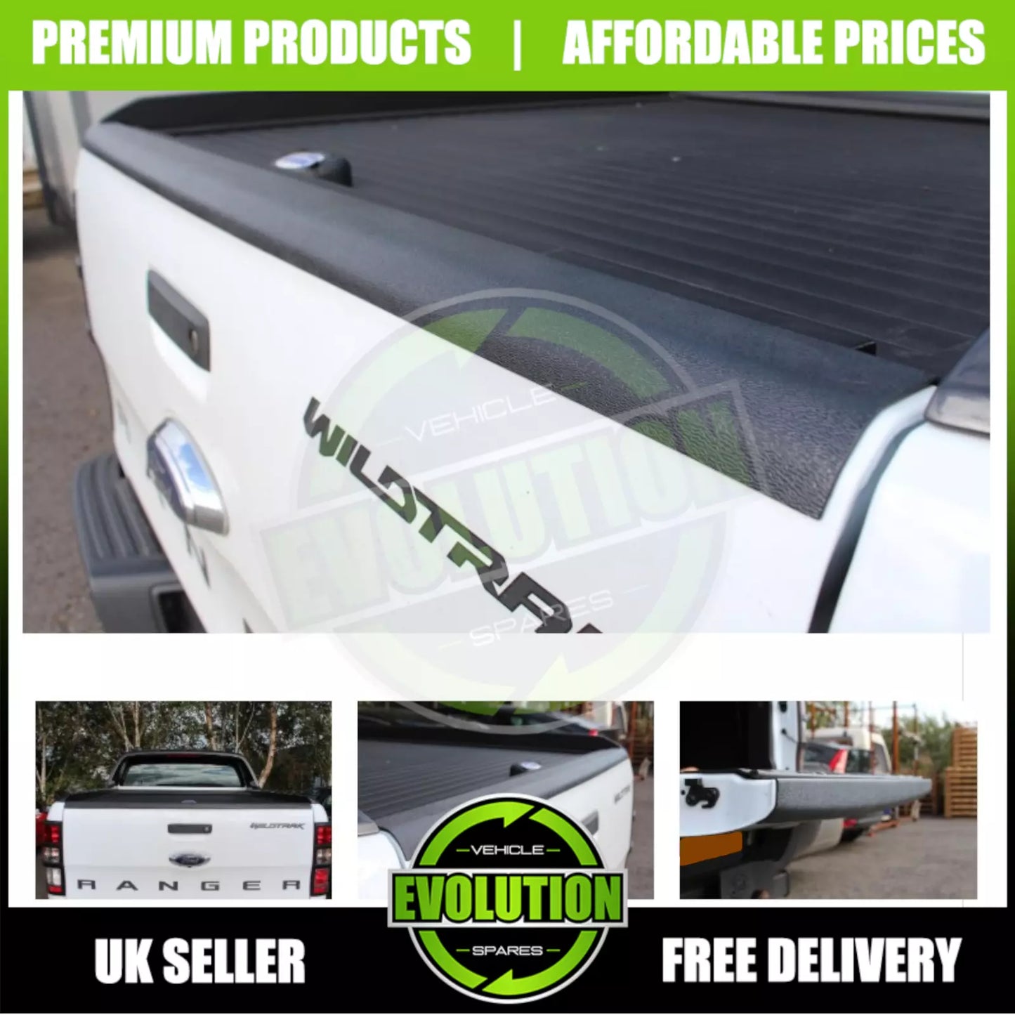 BLACK REAR TAILGATE LOAD BED RAIL PROTECTOR COVER TRIM TO FIT FORD RANGER 12-22