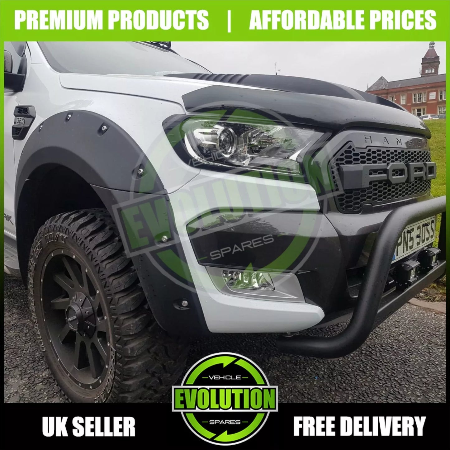 Front Headlight Cover Trims MATTE BLACK surround TO FIT Ford Ranger 2015-2022