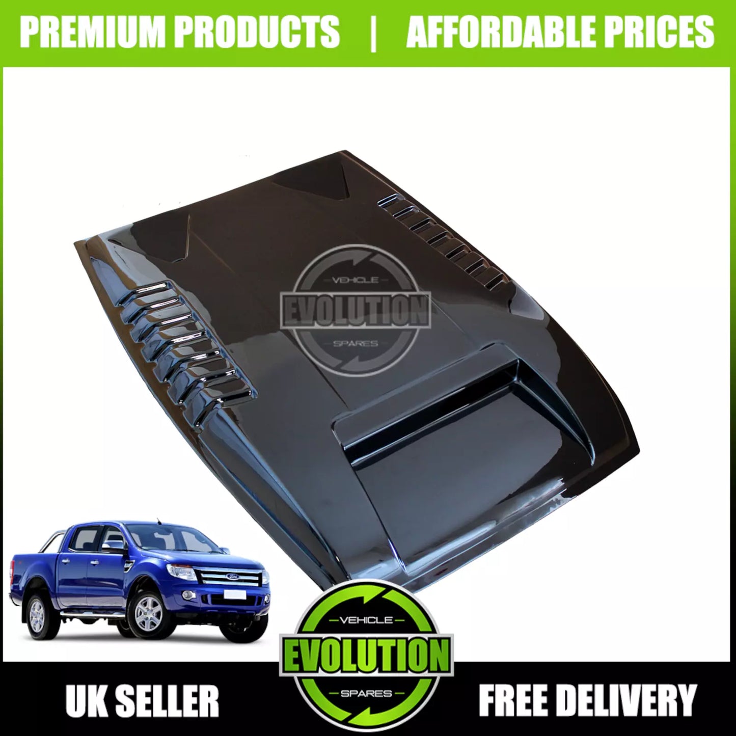 Bonnet Scoop Grill Vent Cover Gloss black TO FIT Ford Ranger 12-15 T6