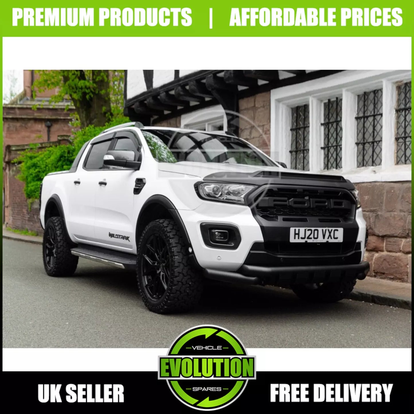 BONNET BUG GUARD WITH WIND DEFLECTORS TO FIT FORD RANGER 2015-2022 PROTECTOR