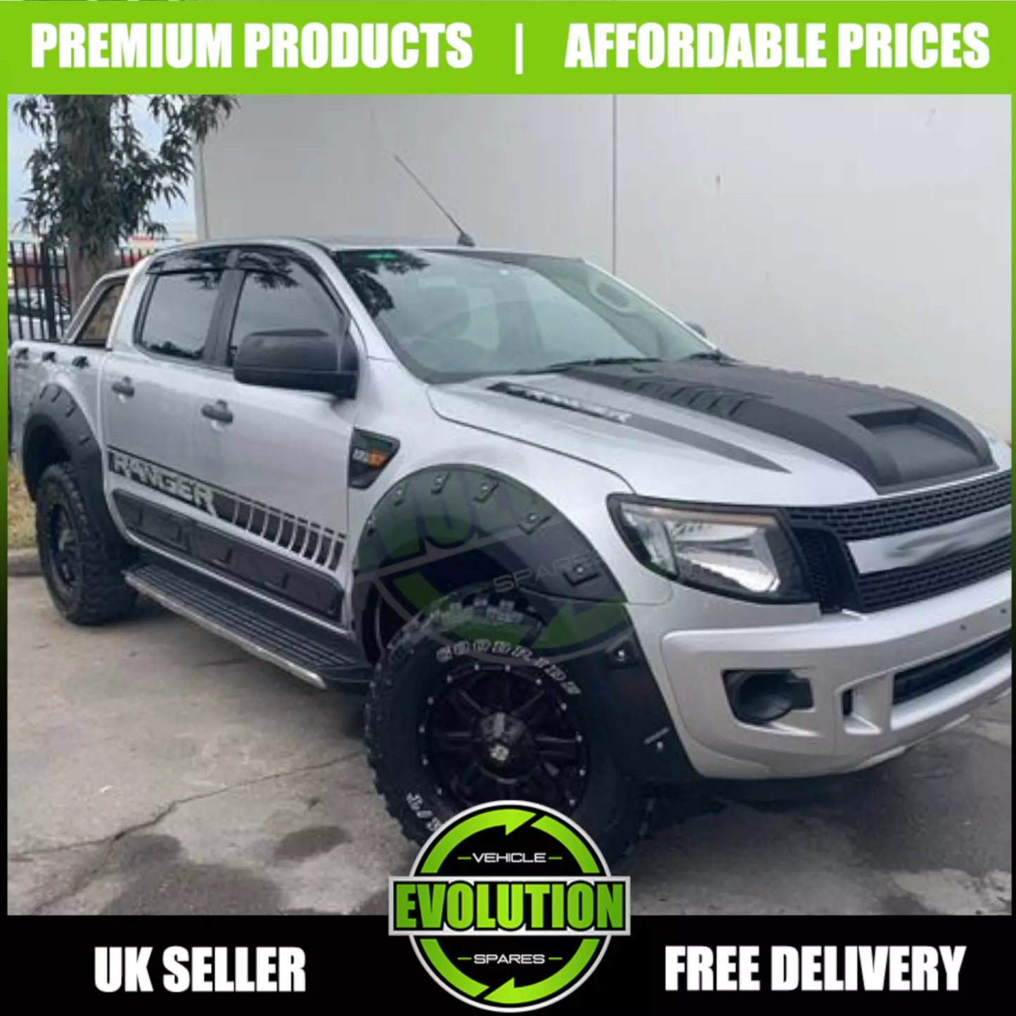 Bonnet Scoop Vent Hood Cover matte black TO FIT Ford Ranger 12-15 T6