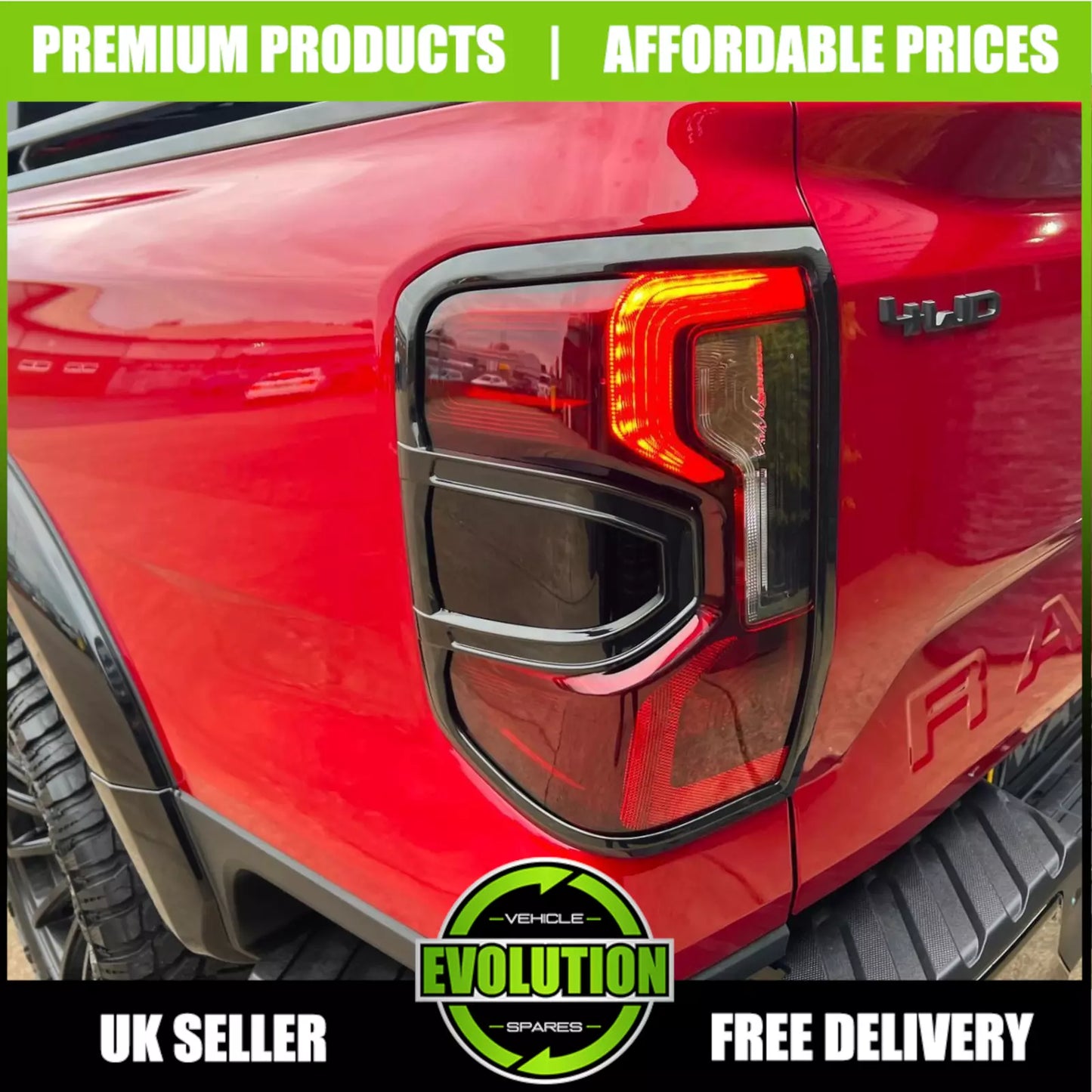 Rear Tail Light Cover Covers Guard Gloss black For Ford Ranger 2023 2024- T9