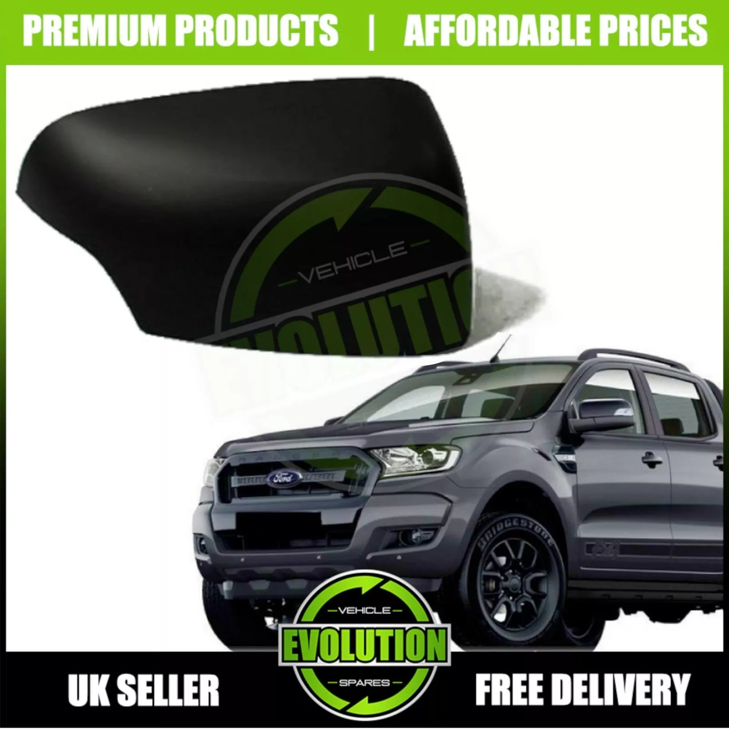 TO FIT Ford Ranger 12+ PASSENGER T6 T7 T8 WING SIDE DOOR MIRROR COVER CAP CAPS
