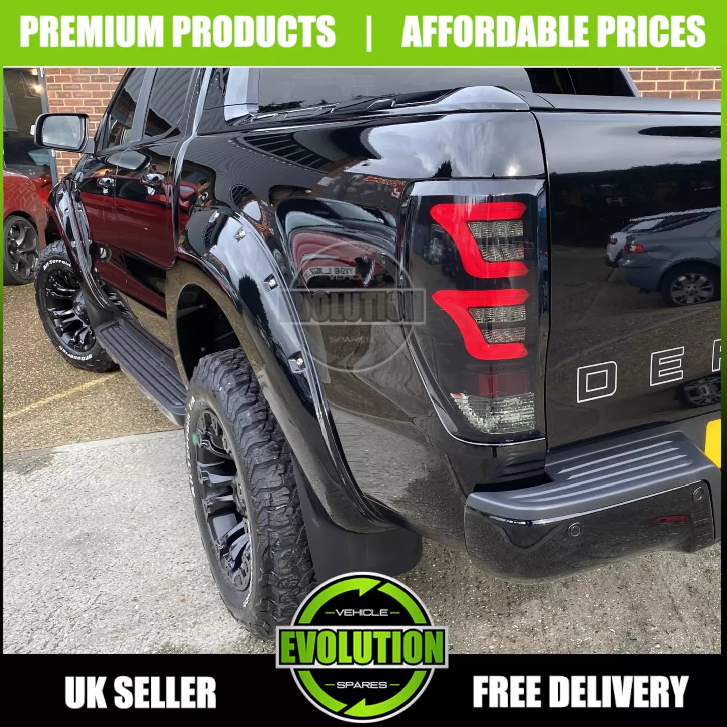 Wheel Arches Gloss Black Bolt Look Wide Fits Ford Ranger 2015-2019 T7 Fenders