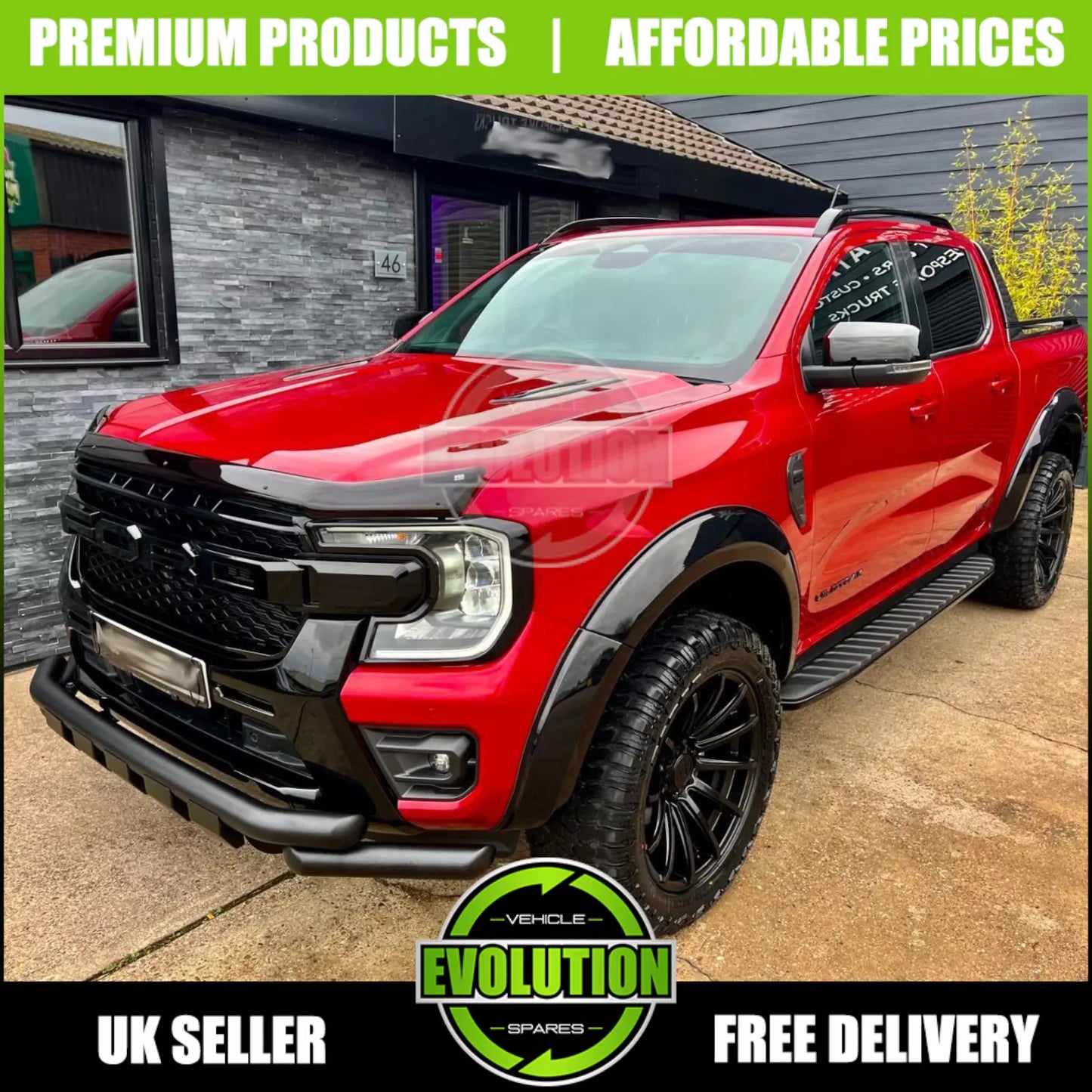 85mm OEM LOOK GLOSS BLACK WHEEL ARCHES Fits Ford Ranger 2023- T9