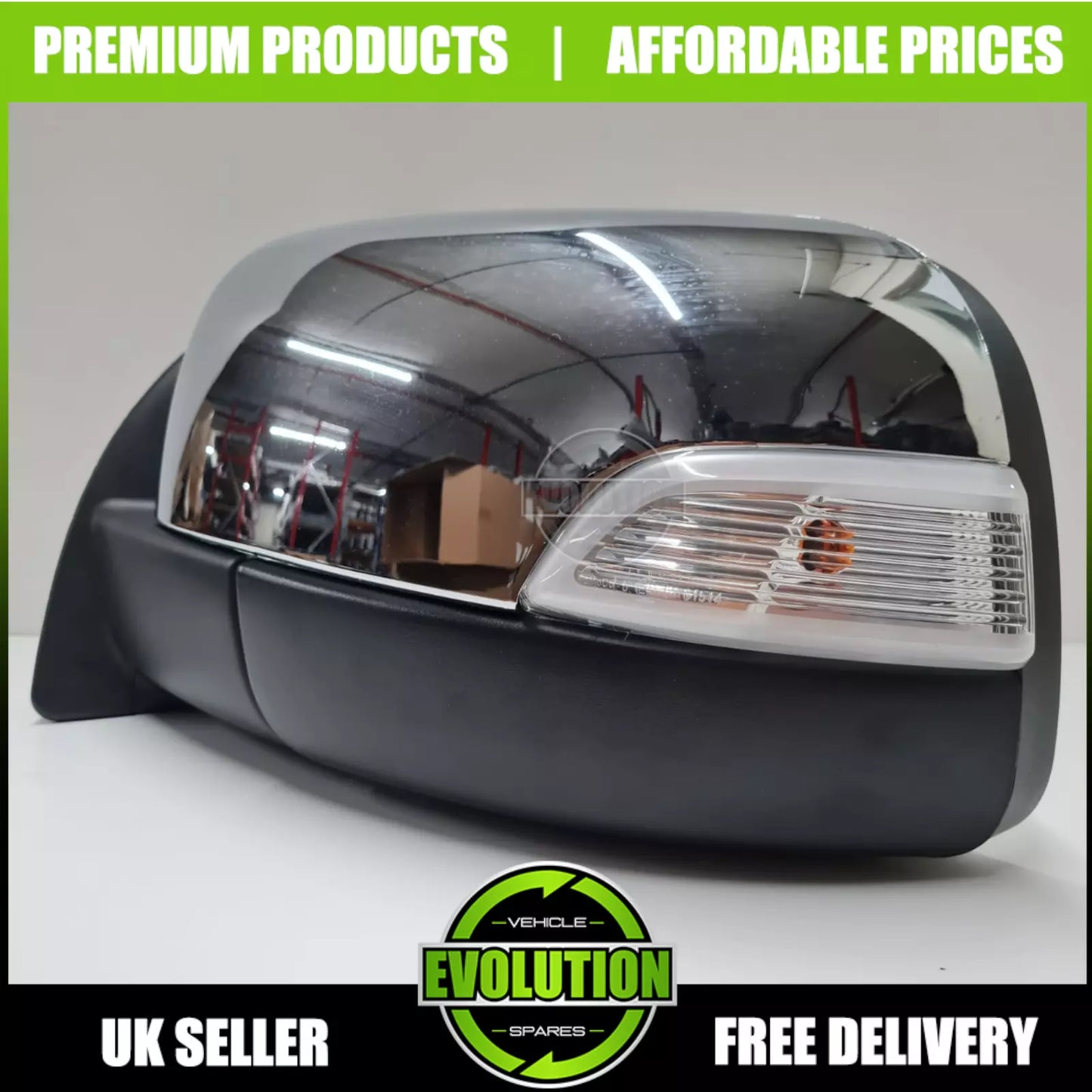 TO FIT FORD RANGER 2011-2022 Door Wing Mirror Chrome Electric PASSENGER LEFT