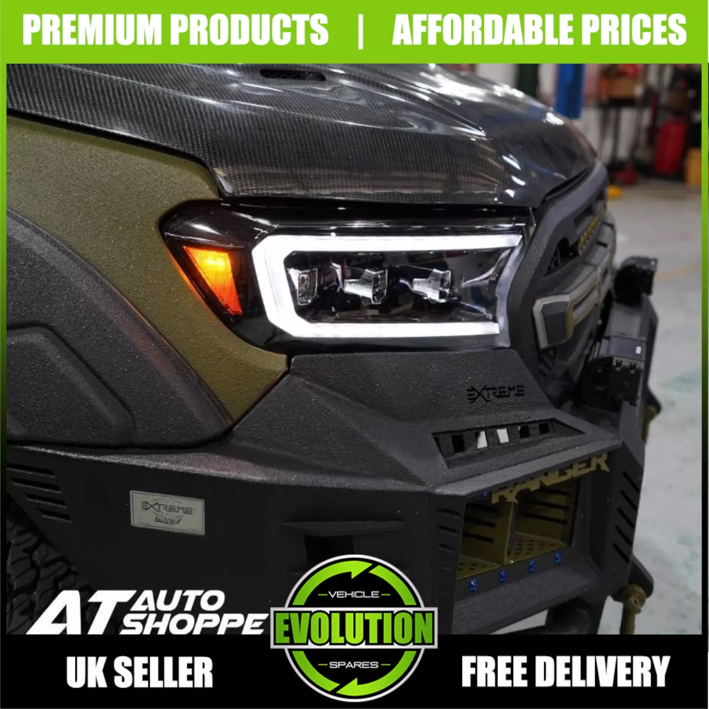 EVS LED Projector Headlights DRL Replacement To fit 2015-2021 Ford Ranger T7 T8