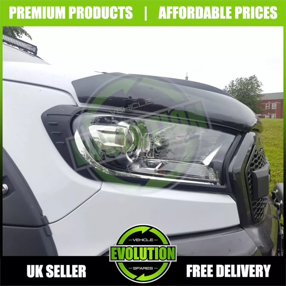 Front Headlight Cover Trims MATTE BLACK surround TO FIT Ford Ranger 2015-2022