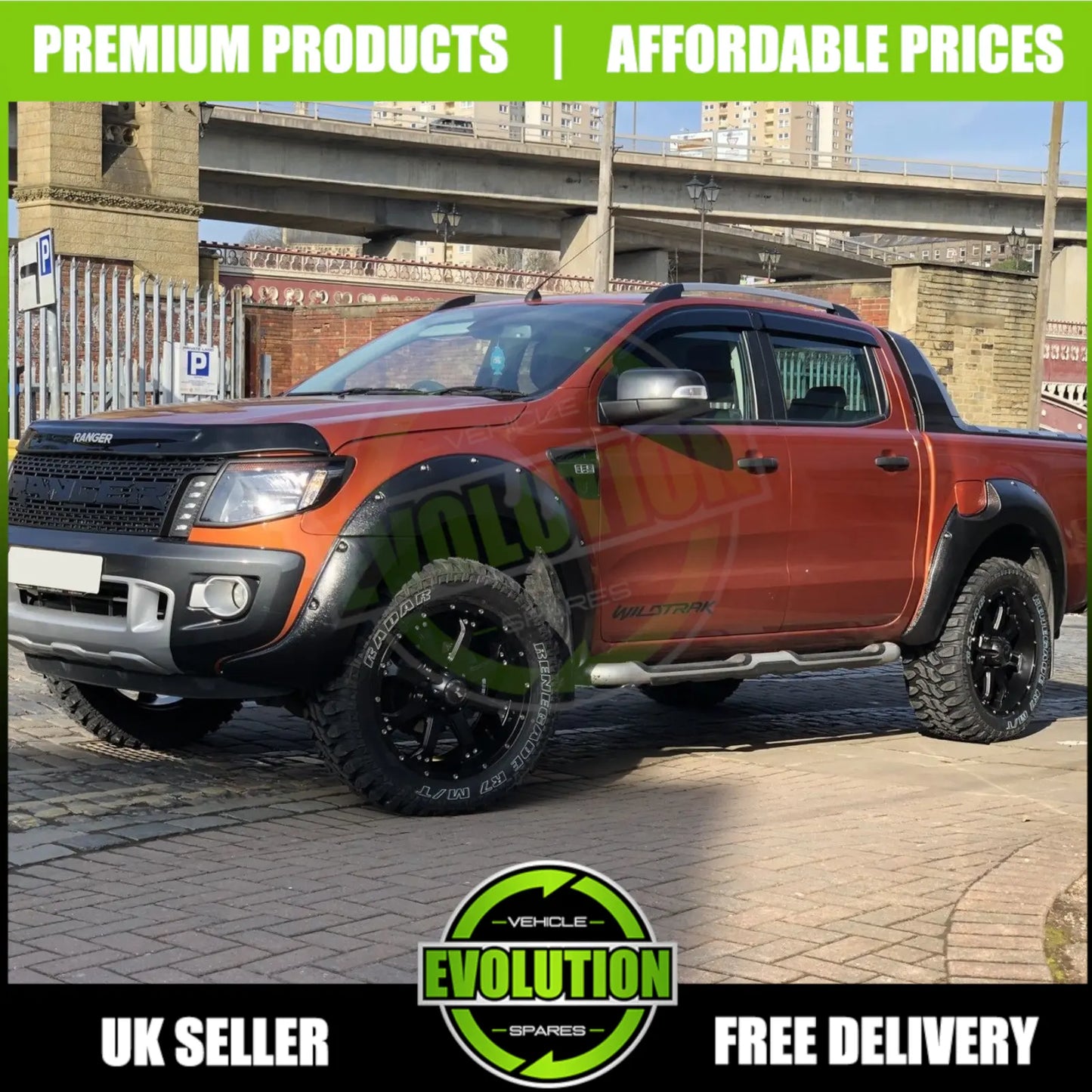 Wide Wheel Arches Fender Flares Matte Black TO FIT FORD RANGER 2011-2016 T6