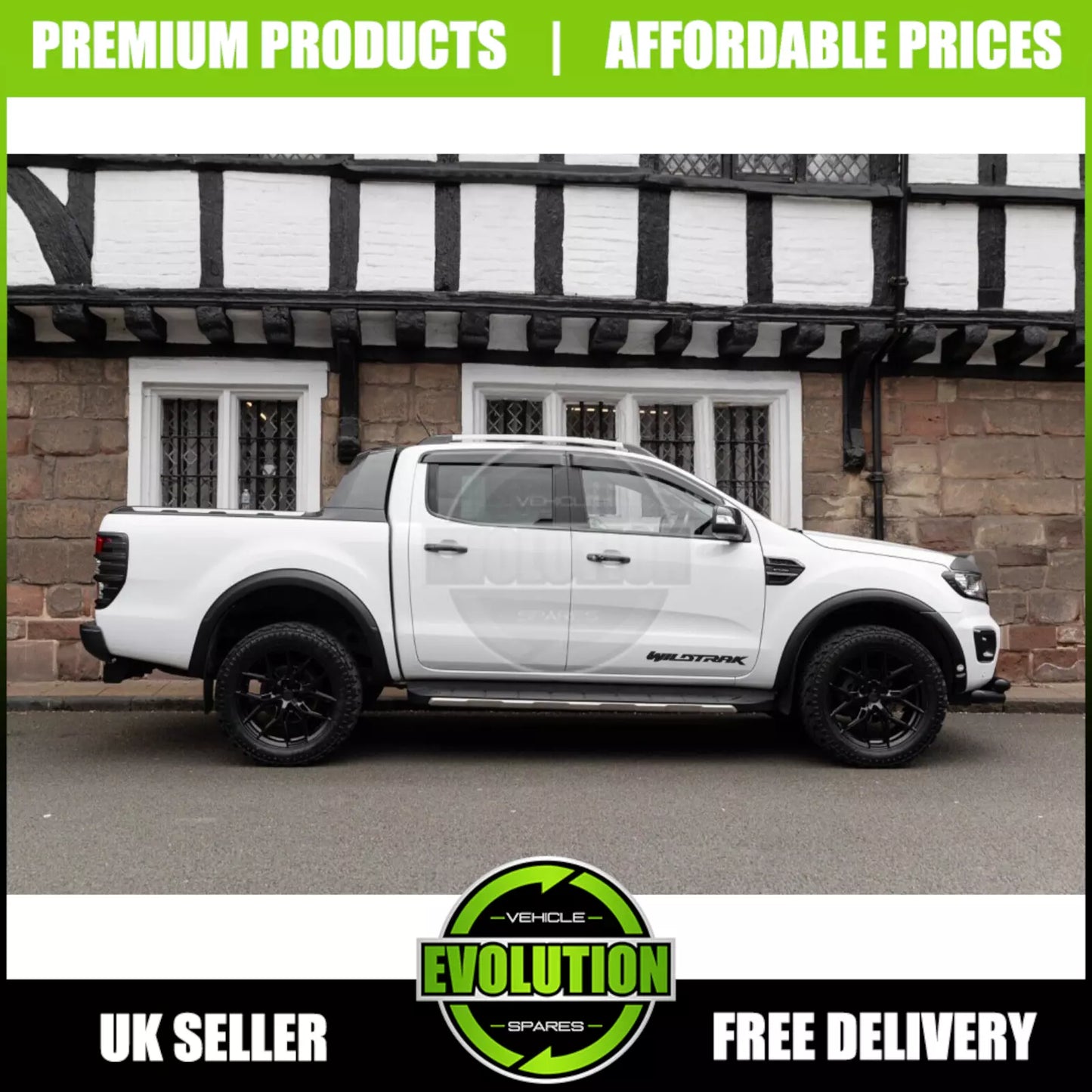 BONNET BUG GUARD WITH WIND DEFLECTORS TO FIT FORD RANGER 2015-2022 PROTECTOR