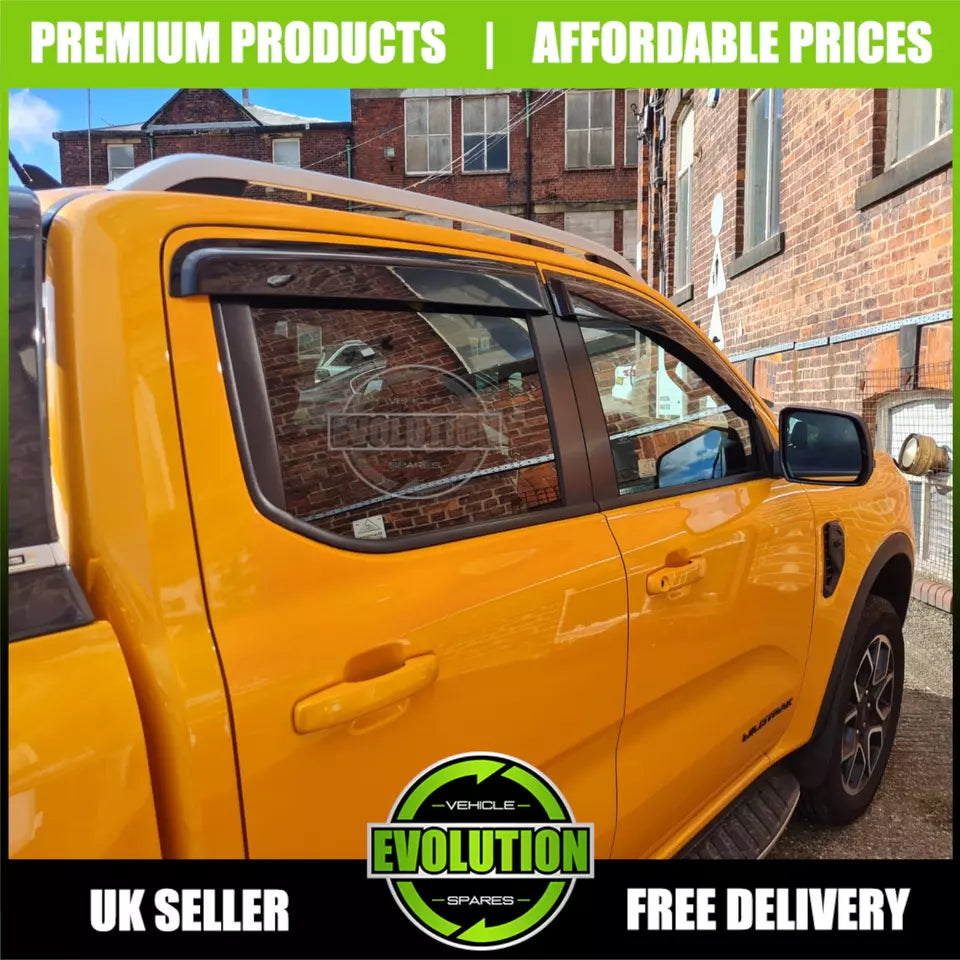 EVS WIND DEFLECTORS WIND RAIN DEFLECTORS VISORS TO FIT FORD RANGER 2023+ T9