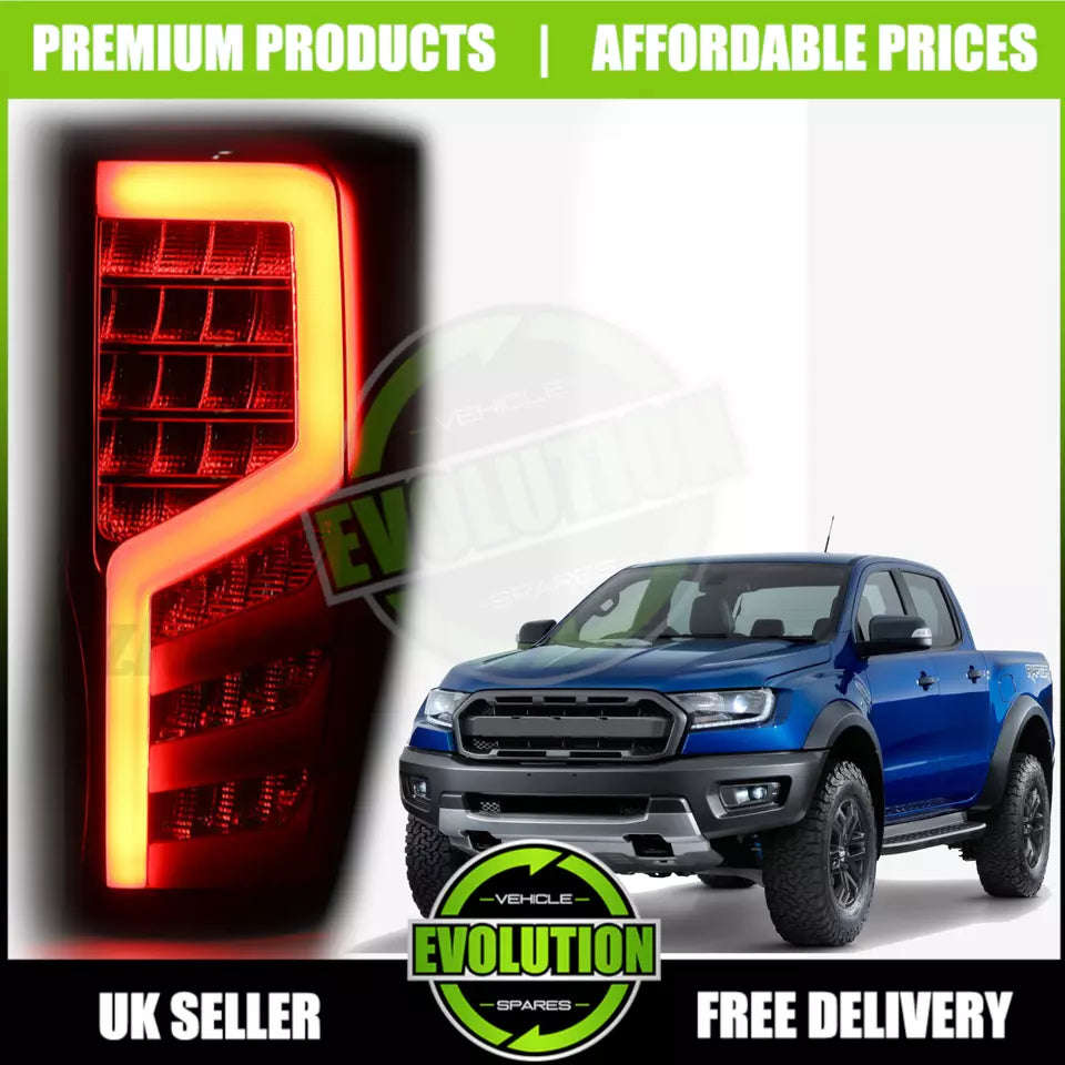 TO FIT FORD RANGER LED REAR LIGHTS SMOKED FINISH - 2012-2020 T6 T7 T8