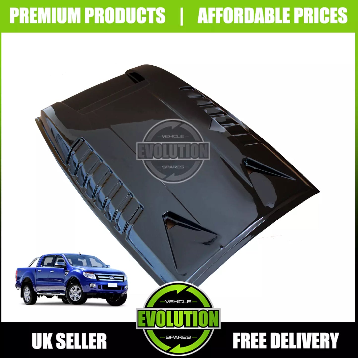 Bonnet Scoop Grill Vent Cover Gloss black TO FIT Ford Ranger 12-15 T6