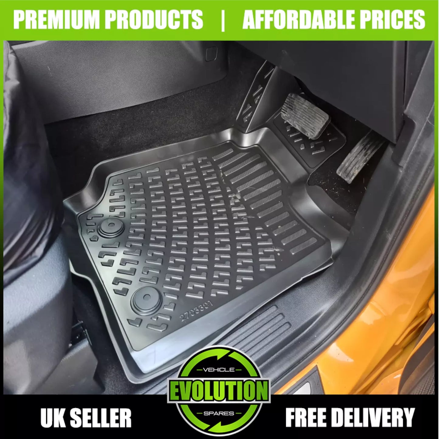 EVS Rubber Floor Mat Tailored Mats Tray to FIT FORD Ranger T9 2023+