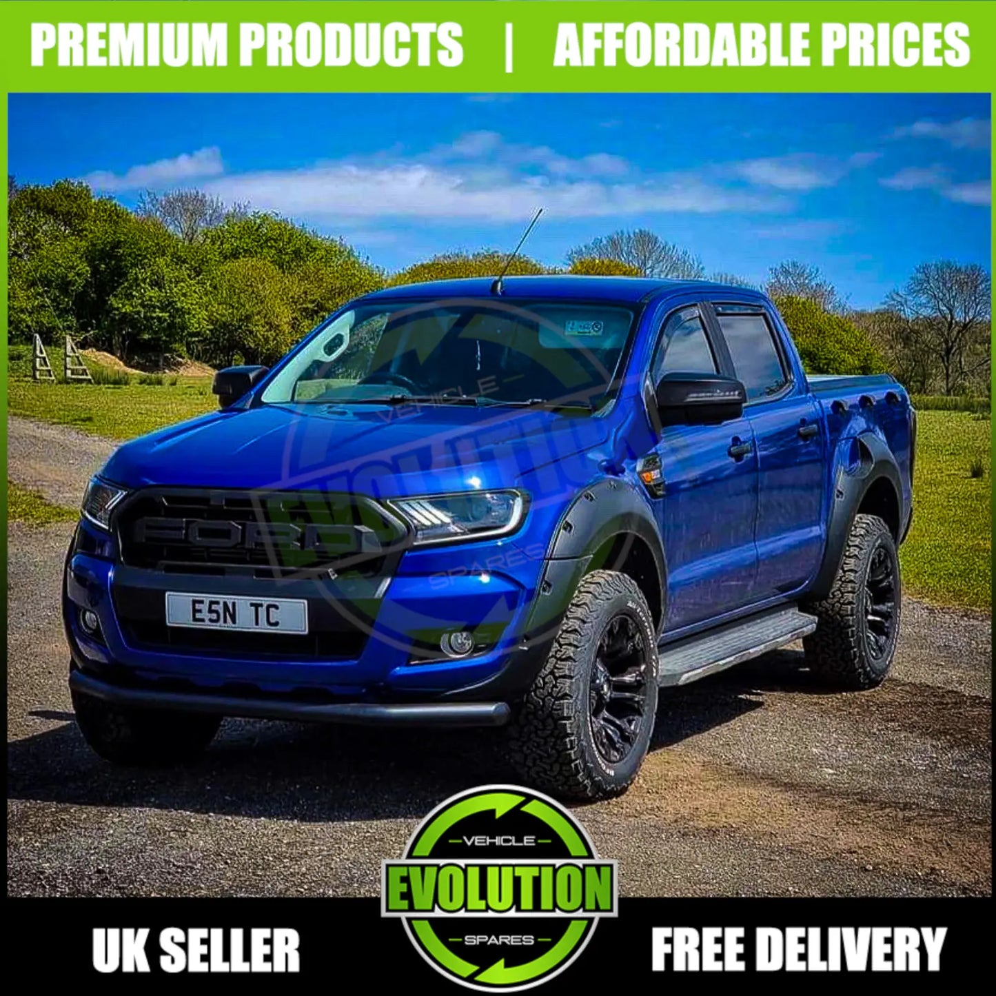 Wheel Arches Bolt Look Wide Matte Black Fits Ford Ranger 2015-2019 T7 Fenders