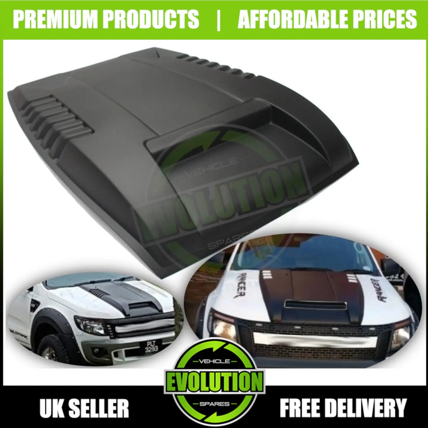 Bonnet Scoop Vent Hood Cover matte black TO FIT Ford Ranger 12-15 T6