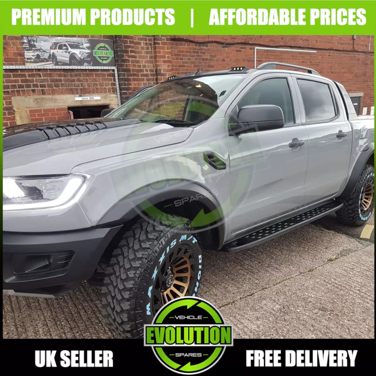TO FIT Ford Ranger Wildtrack Raptor 2012-22 Black Side Steps Bars Running Boards