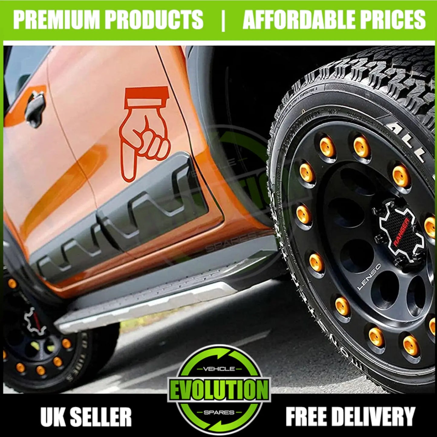 Side Door Body Cladding Trim To fit Ford Ranger 2012-2022 Double Cab Matte Black