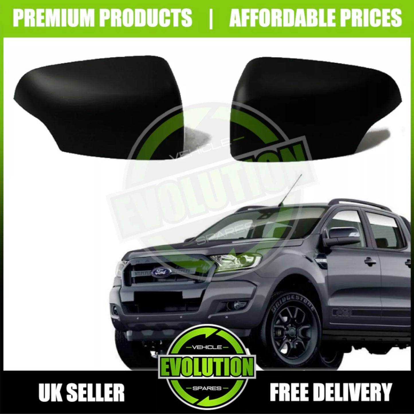 TO FIT Ford Ranger 2012+ T6 T7 T8 Matt Wing Mirror Covers Door Mirrors Cover