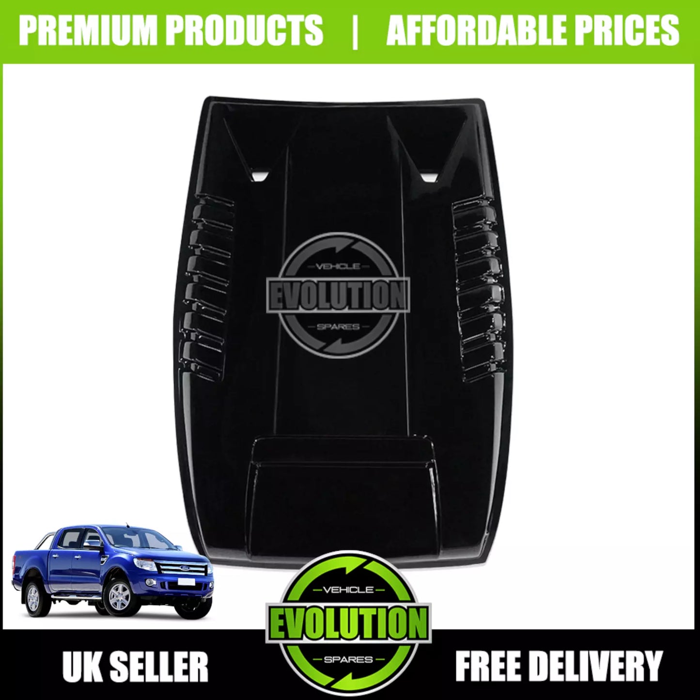 Bonnet Scoop Grill Vent Cover Gloss black TO FIT Ford Ranger 12-15 T6