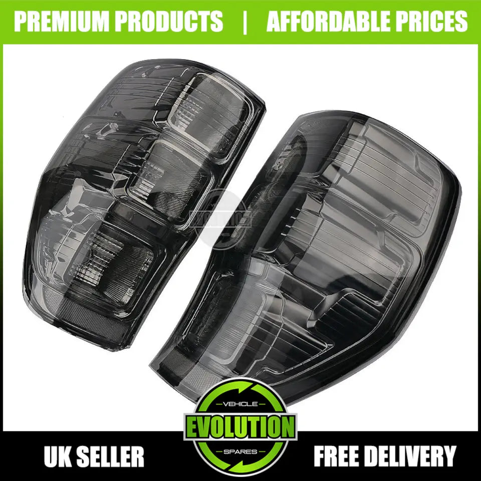 EVS Smoked Rear back Tail Lights Light lamp To fit Ford Ranger 2012-2019 T6 T7