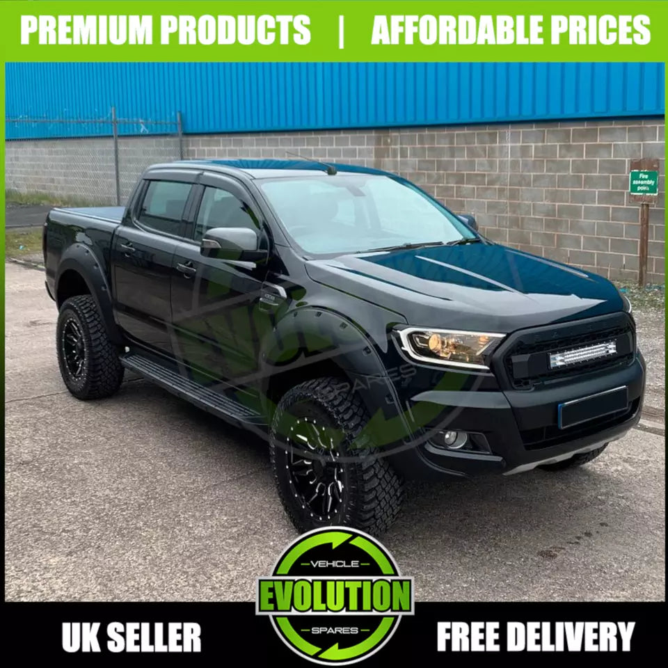 BLACK WIDE BODY WHEEL ARCH ARCHES & DOOR CLADDING TO FIT FORD RANGER T7 2015+