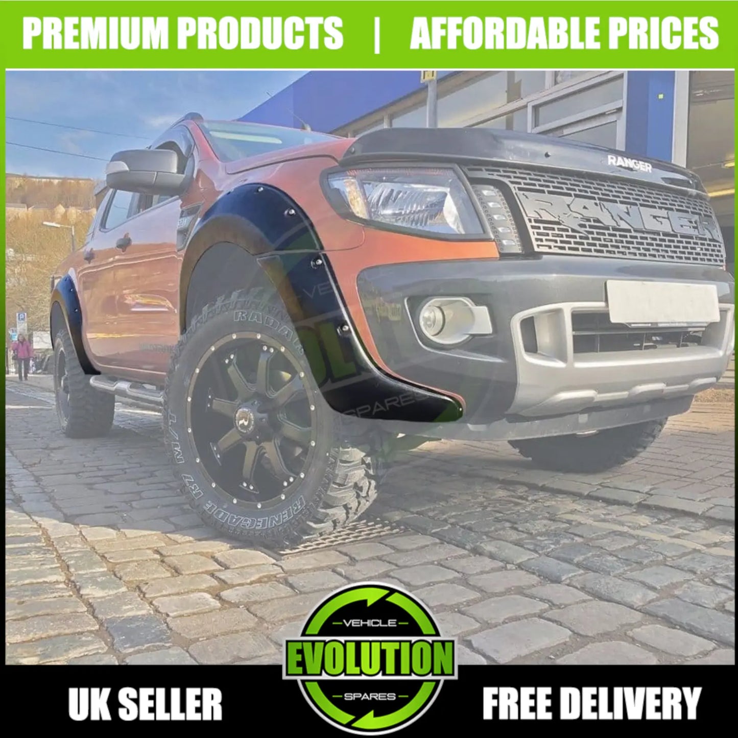 Wide Wheel Arches Fender Flares Matte Black TO FIT FORD RANGER 2011-2016 T6