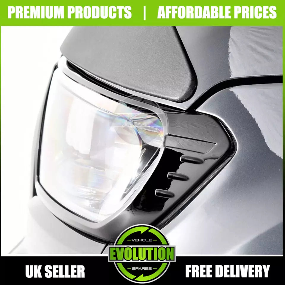 FRONT HEAD LIGHT GUARDS COVERS FOR FORD RANGER 2016-2022 IN GLOSS BLACK - PAIR