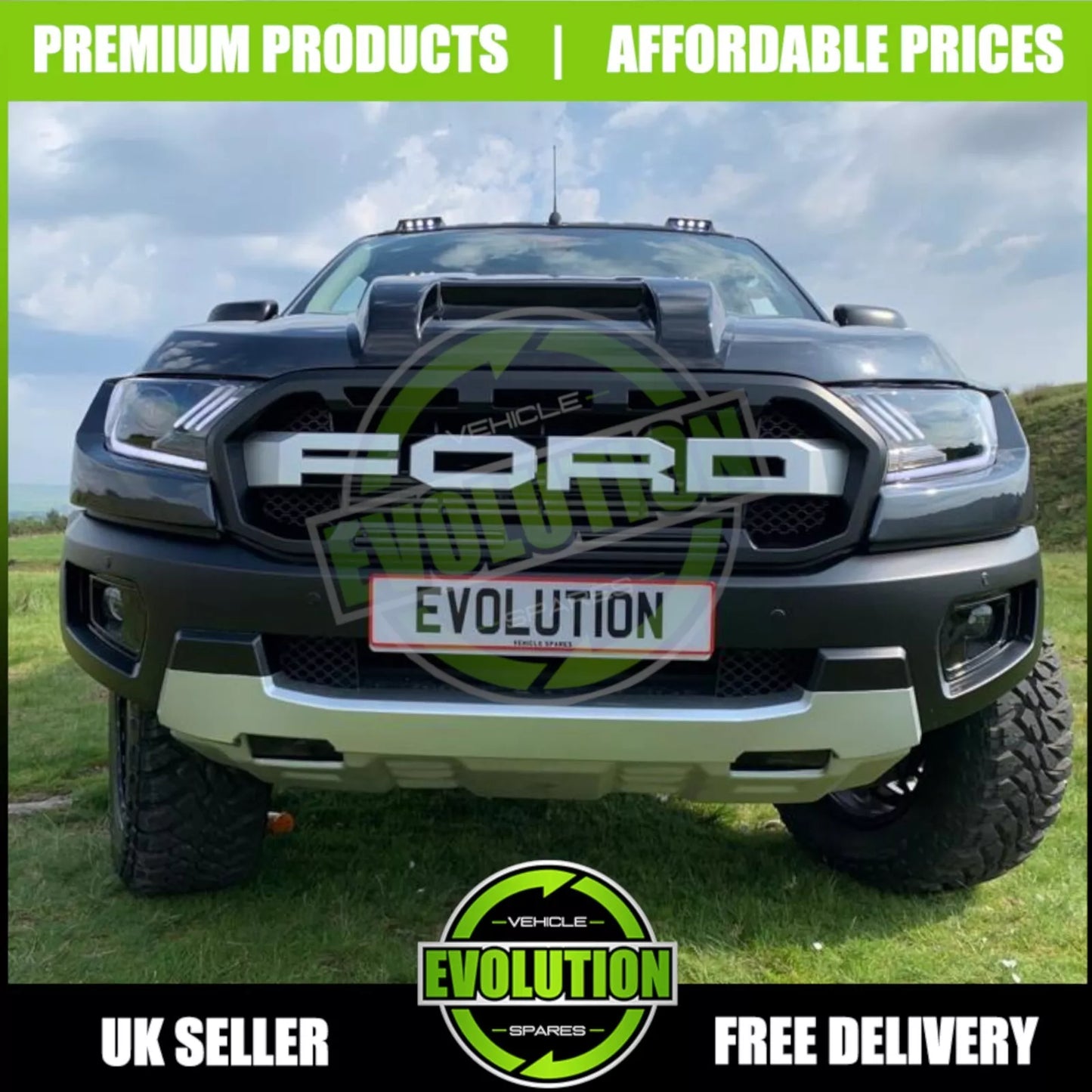 body kit to fit Ford Ranger T6 to T7 Raptor lights bumper wheel arches bonnet