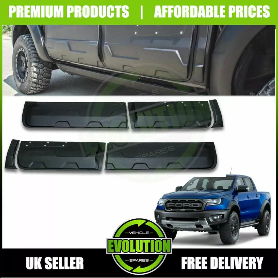 BLACK WIDE BODY WHEEL ARCH ARCHES & DOOR CLADDING TO FIT FORD RANGER T7 2015+