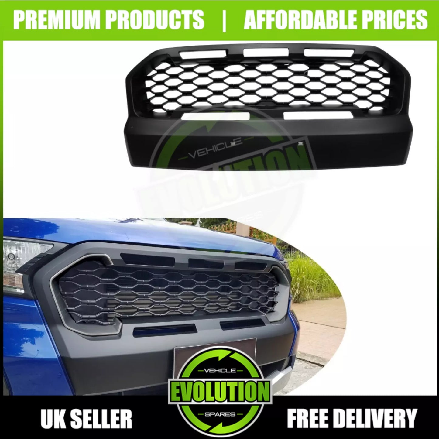 TO FIT FORD RANGER WILDTRAK STEALTH GRILLE T8 20-22 Fits WILDTRAK MODELS ONLY