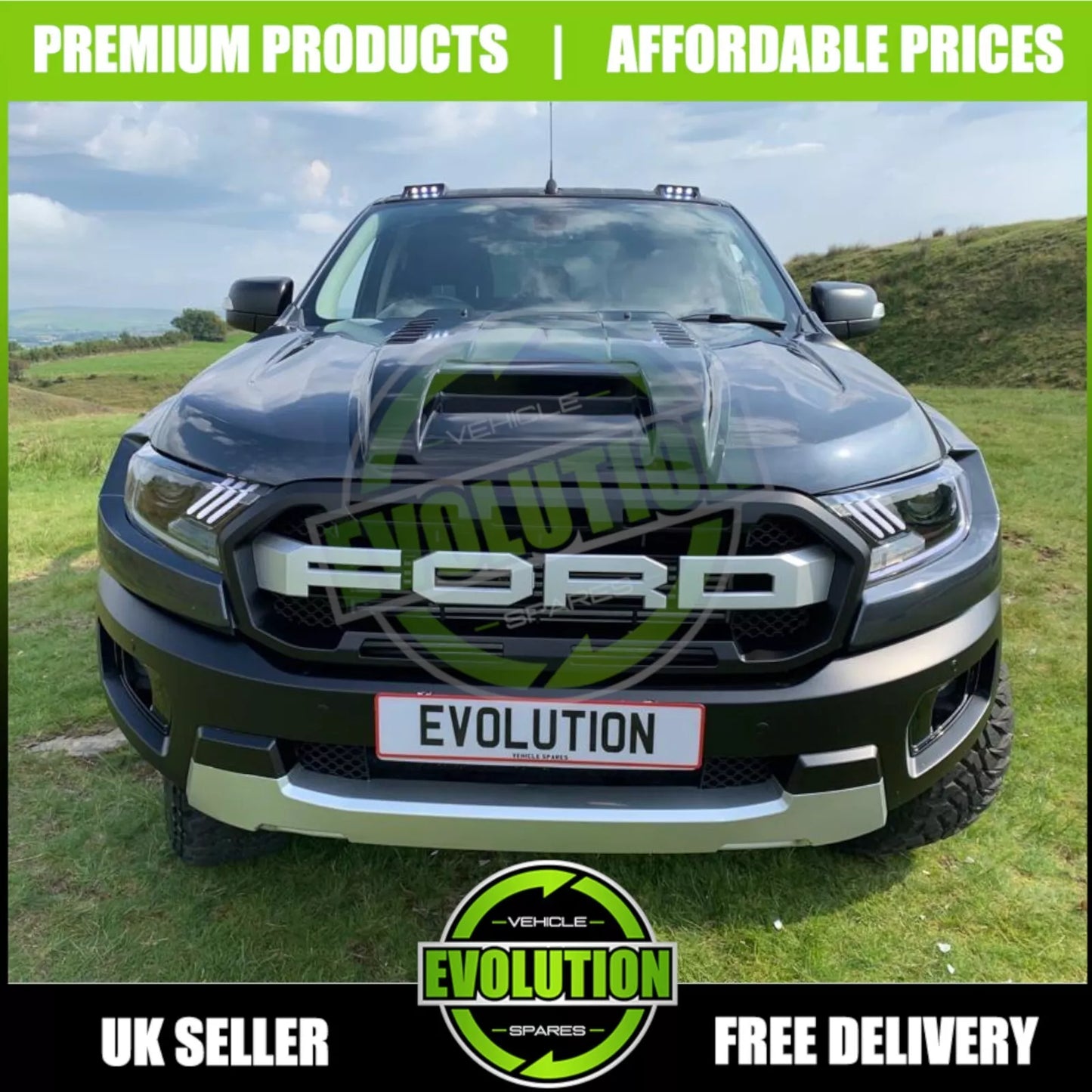 body kit to fit Ford Ranger T6 to T7 Raptor lights bumper wheel arches bonnet