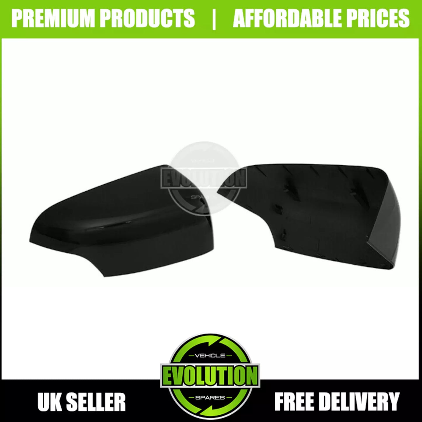 GLOSS BLACK WING MIRROR COVERS CAPS FOR FORD RANGER 2016-2022