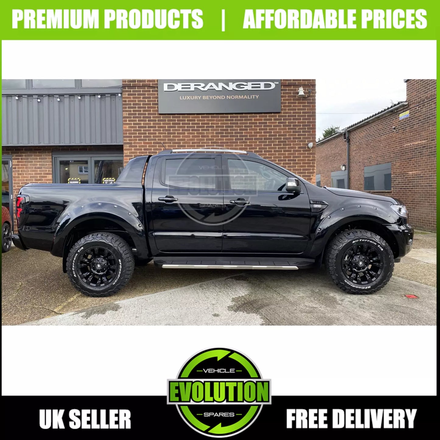 Wheel Arches Gloss Black Bolt Look Wide Fits Ford Ranger T8 2019-2022 Fenders
