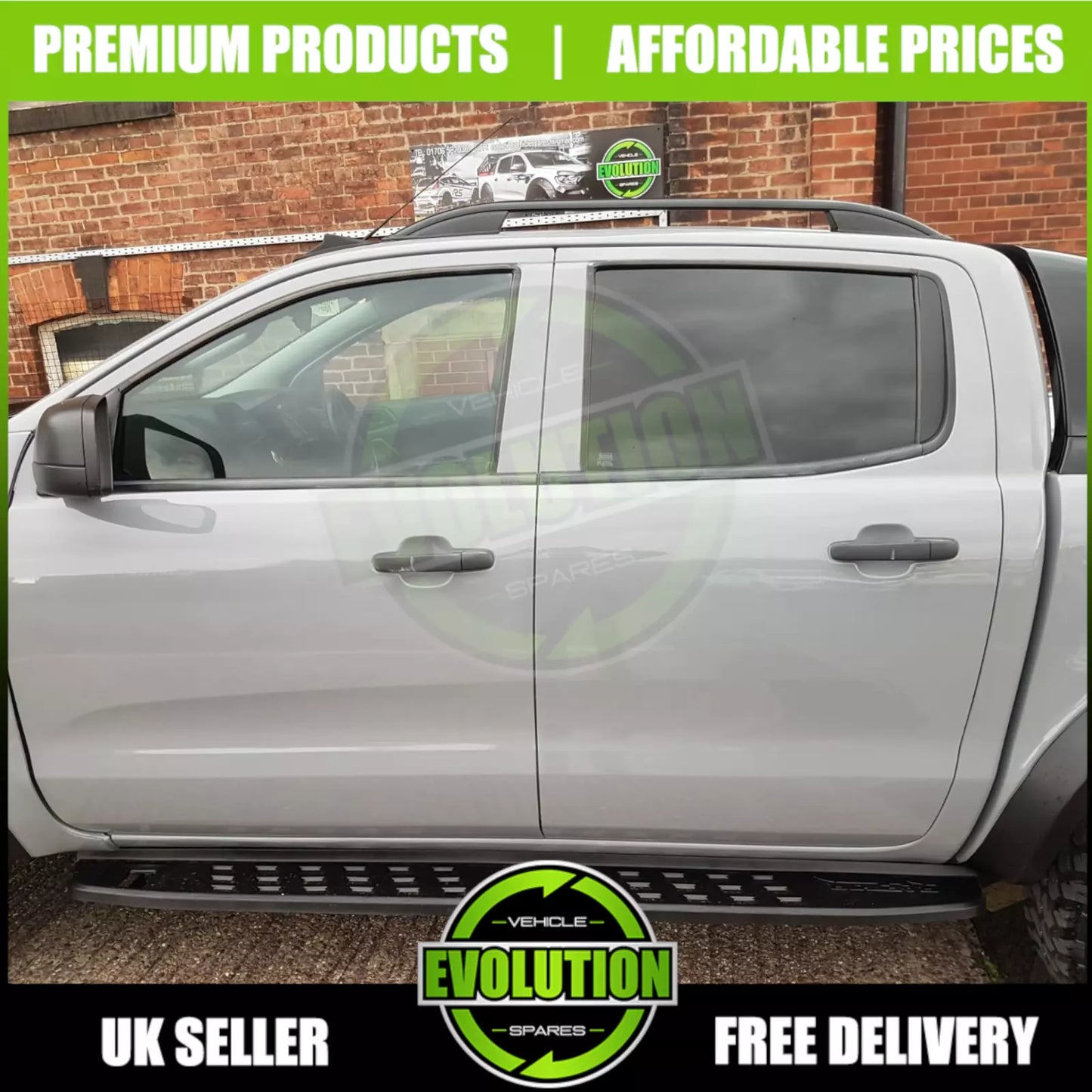 TO FIT Ford Ranger Wildtrack Raptor 2012-22 Black Side Steps Bars Running Boards