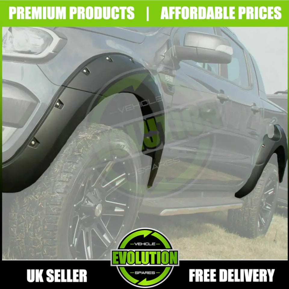 BLACK WIDE BODY WHEEL ARCH ARCHES & DOOR CLADDING TO FIT FORD RANGER T7 2015+