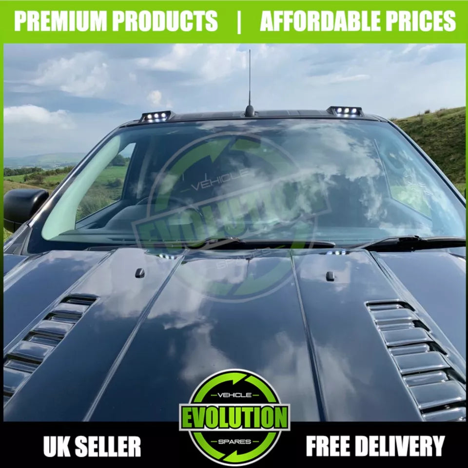 TO FIT FORD RANGER 2012 - 2018 FRONT ROOF SPOILER LED DRL LIGHTS BLACK