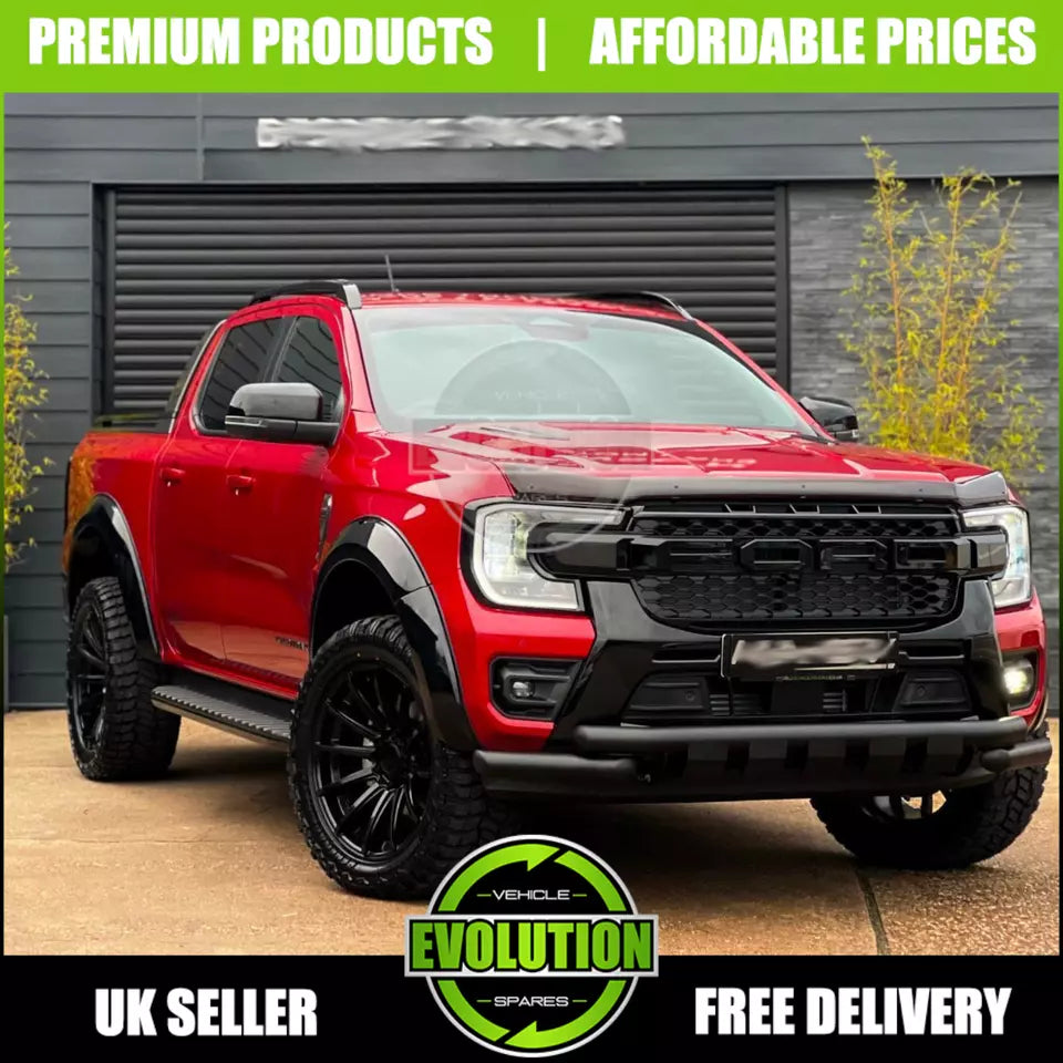 85mm OEM LOOK GLOSS BLACK WHEEL ARCHES Fits Ford Ranger 2023- PARK ASSIST MODEL