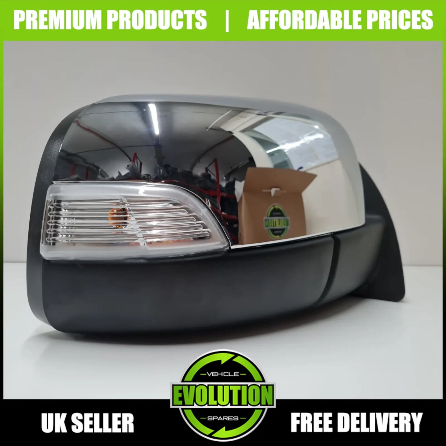 TO FIT FORD RANGER 2011-2022 Door Wing Mirror Chrome Electric DRIVERS RIGHT