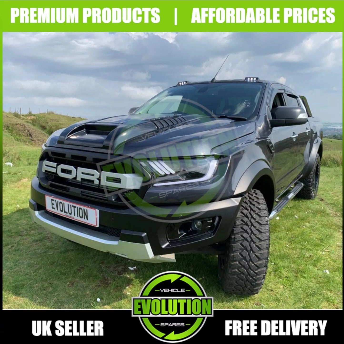 body kit to fit Ford Ranger T6 to T7 Raptor lights bumper wheel arches bonnet