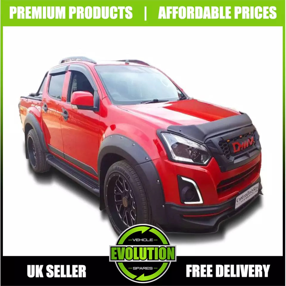 fits Isuzu D-Max 2016-2019 Wide Wheel Arch Kit Matt Black Bolt Look