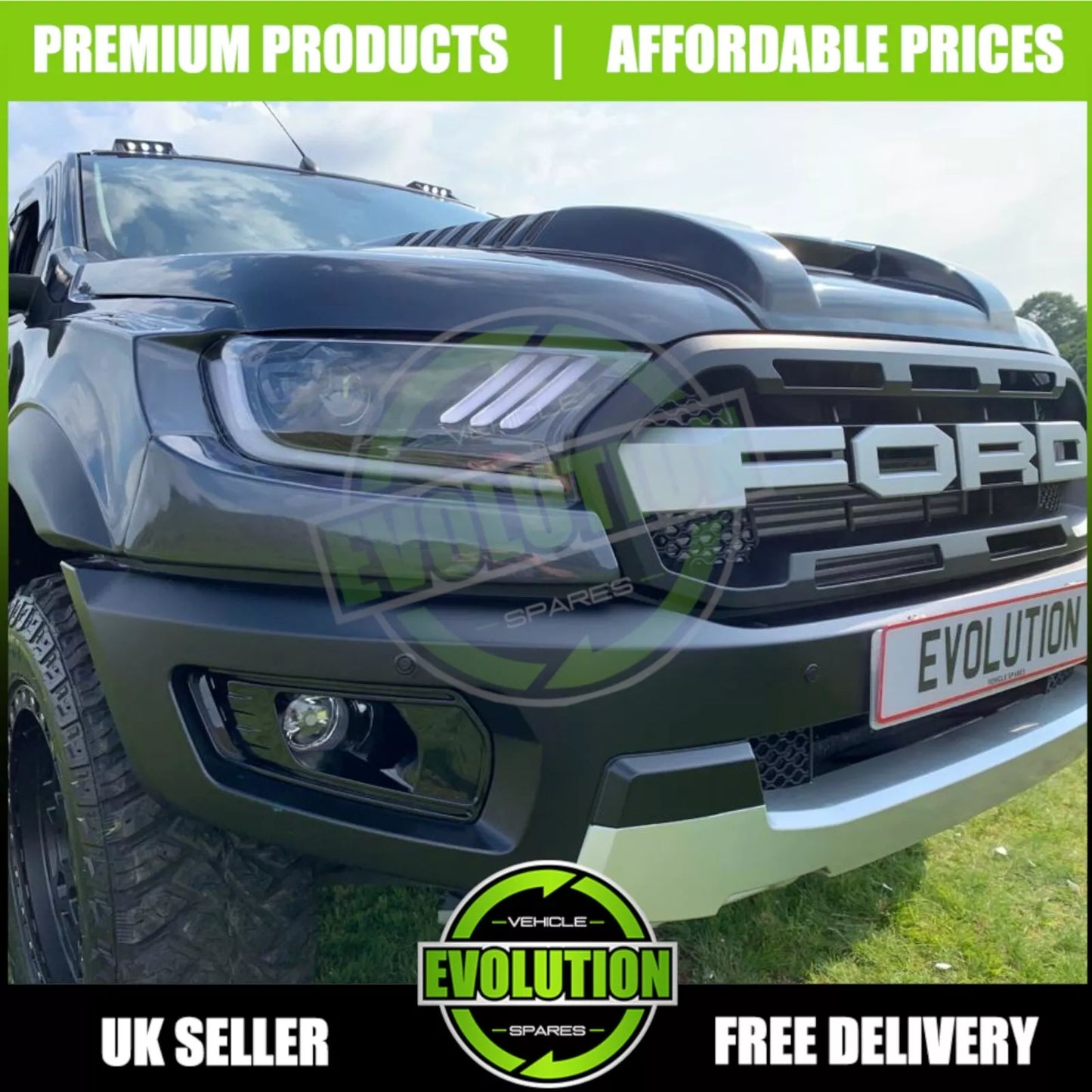 body kit to fit Ford Ranger T6 to T7 Raptor lights bumper wheel arches bonnet