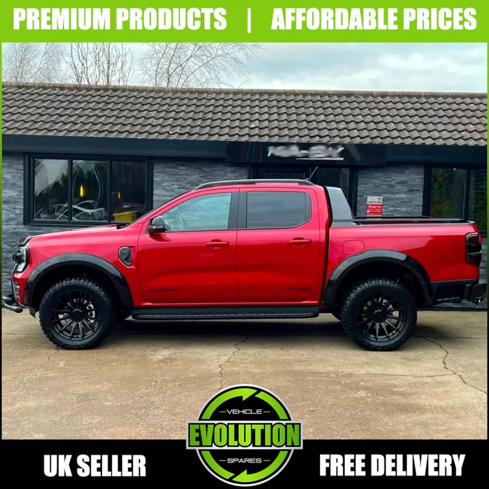 85mm OEM LOOK GLOSS BLACK WHEEL ARCHES Fits Ford Ranger 2023- PARK ASSIST MODEL