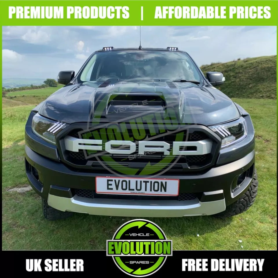 Ford Ranger T6 T7 Raptor Style Front Roof Spoiler with LED DRL Lights (2012-2017)