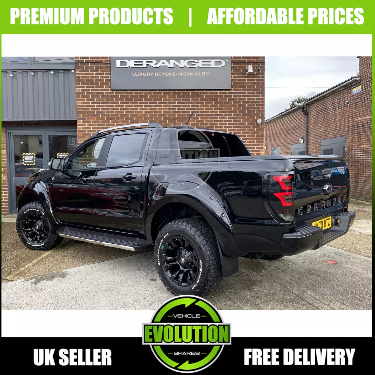 Wheel Arches Gloss Black Bolt Look Wide Fits Ford Ranger 2015-2019 T7 Fenders