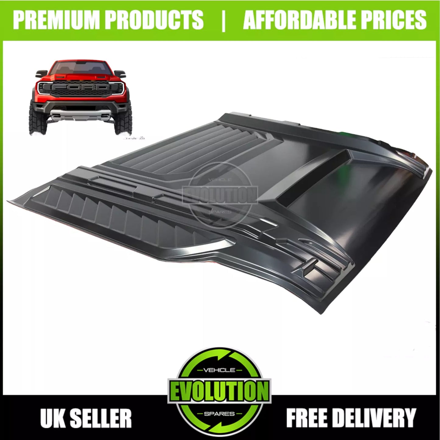 Bonnet Scoop Grill Vent Large Matte To FIT FORD RANGER 2023- T9